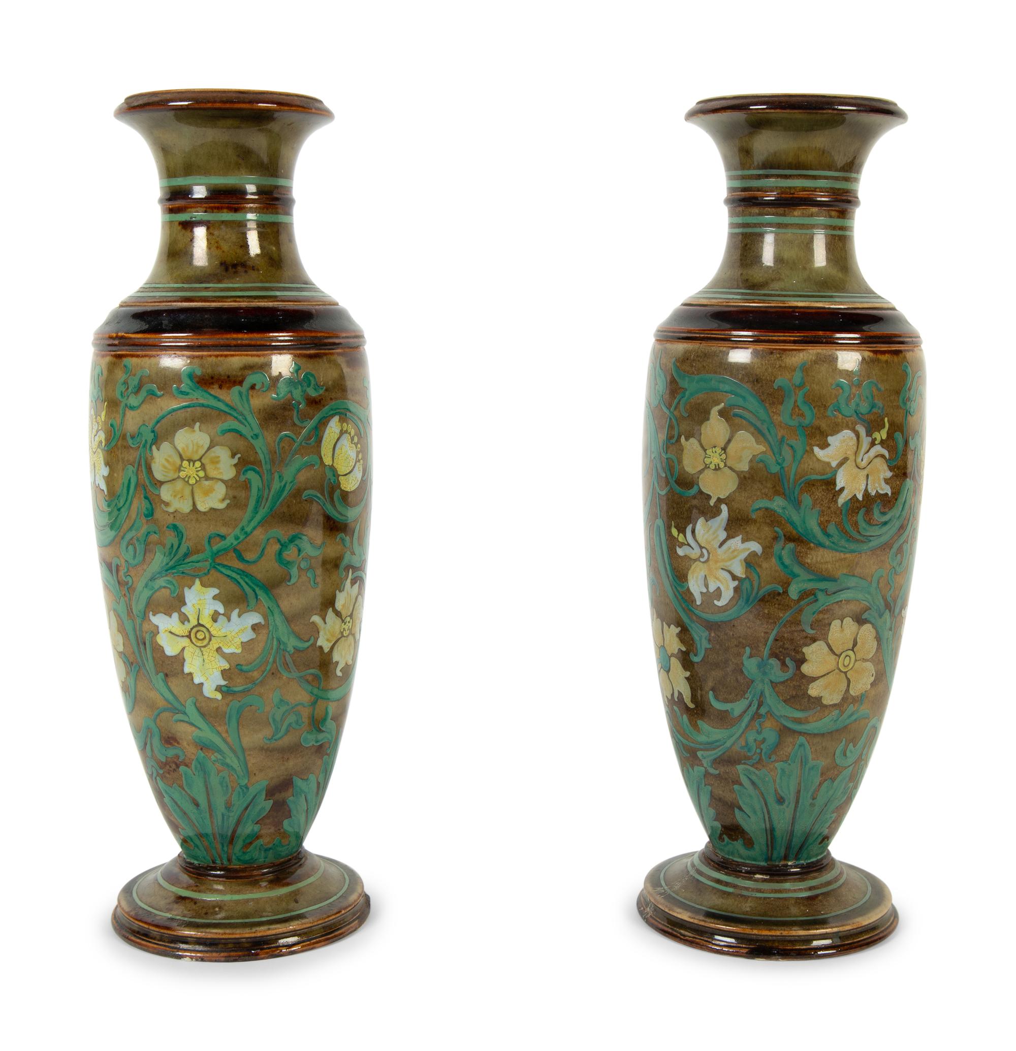A Pair of Doulton Lambeth Stoneware Vases