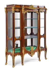 A Louis XV Style Gilt Metal Mounted Kingwood Vitrine Height 69 1/2 x width 57 x depth 17 inches. — LATE 19TH CENTURY