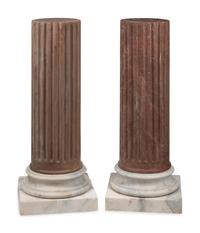 A Pair of Continental Fluted Marble Pedestals