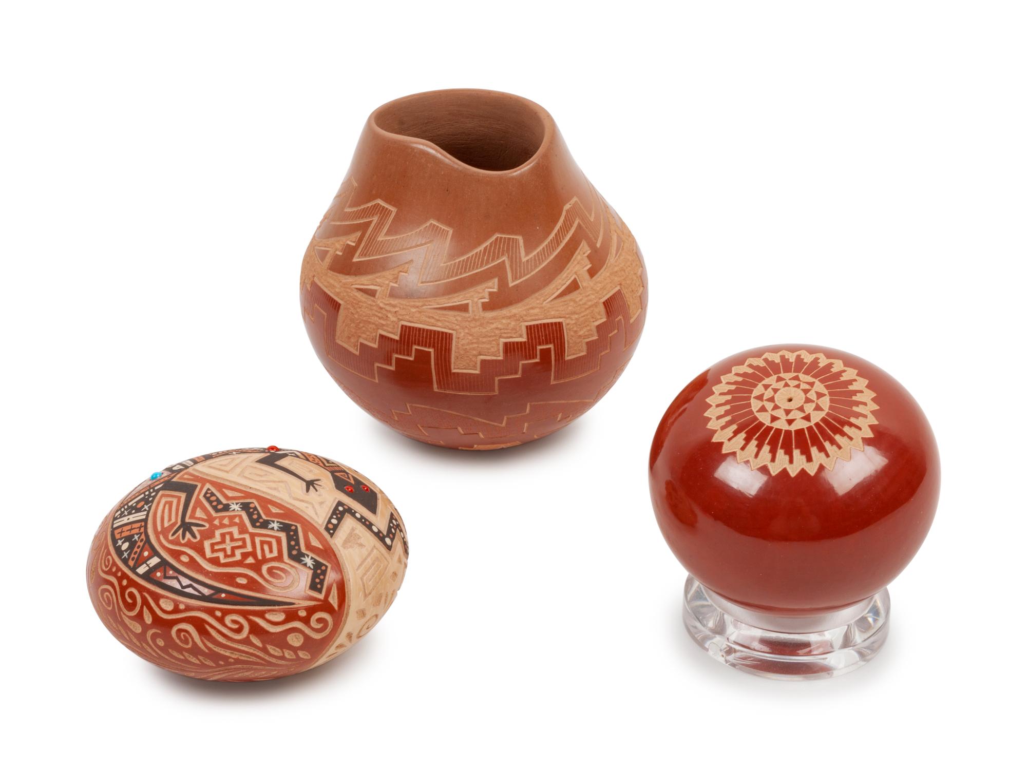 Sgraffito Redware Seed Jar, PLUS