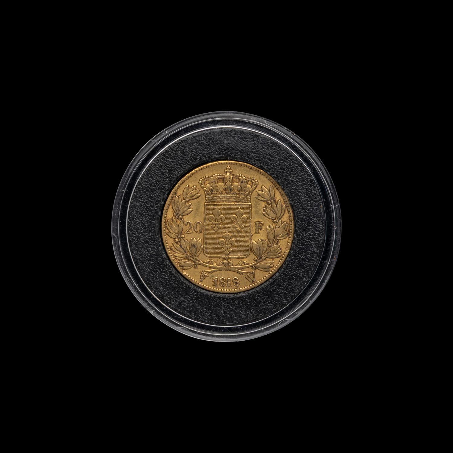 [FRANCE] An 1818 Louis XVIII 20 Franc Gold Coin