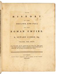 GIBBON, Edward (1737-1794). History of the Decline and Fall of the Roman Empire, Volume the First [ -Sixth ]. London: W. Strahan & T. Cadell, 1776-1788.