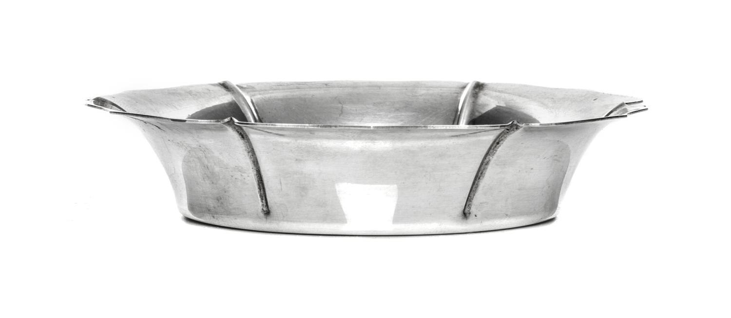 A French Silver Wine Coaster, Cartier, Paris, 20th Century, having scalloped edges.