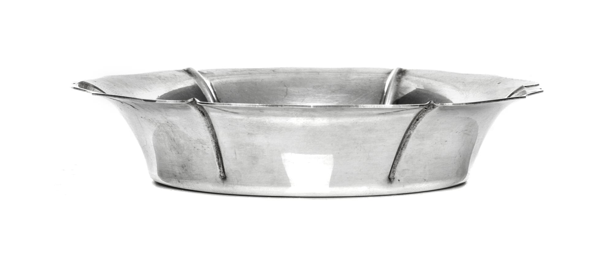 A French Silver Wine Coaster, Cartier, Paris, 20th Century, having scalloped edges.