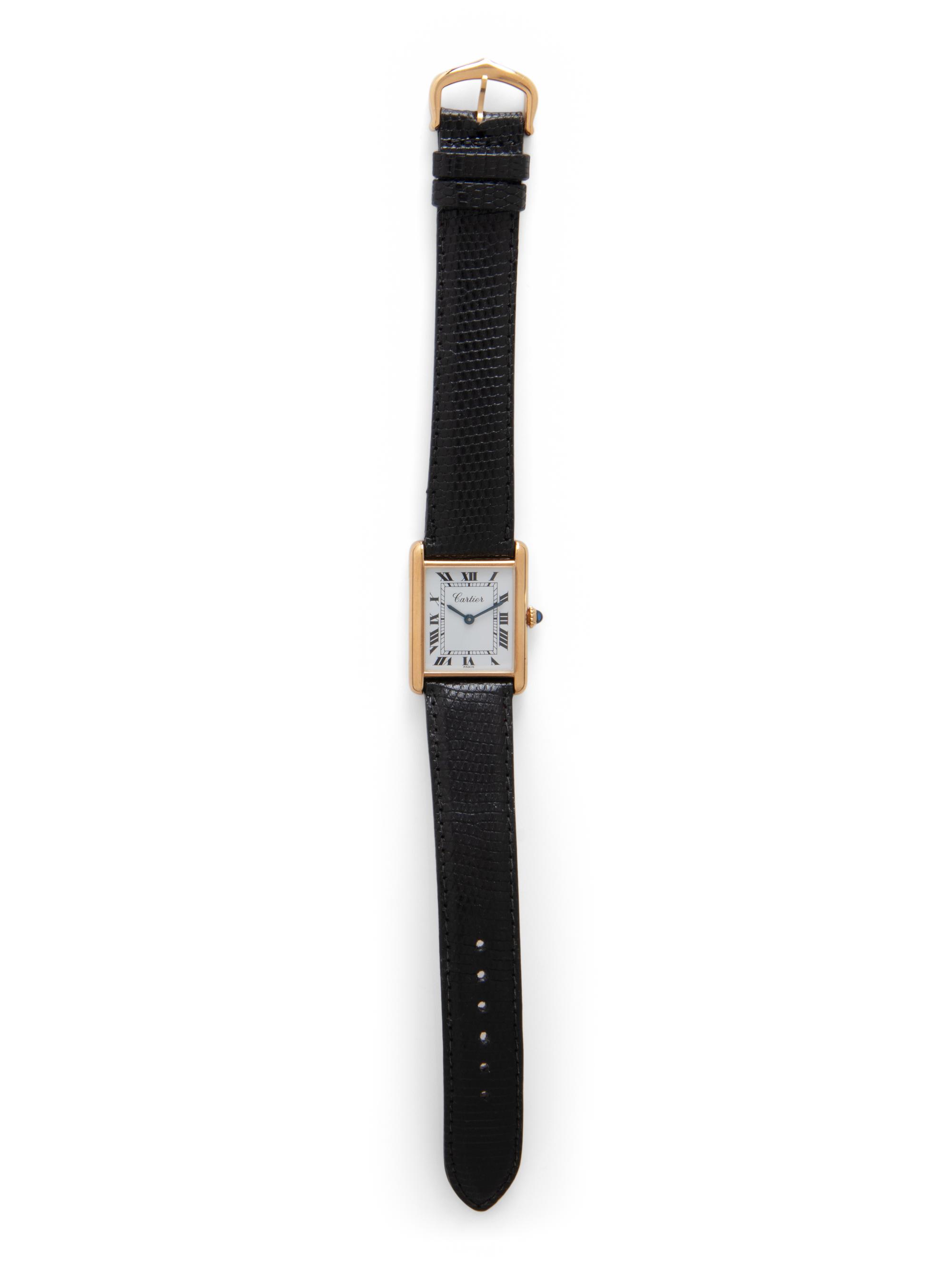 CARTIER, YELLOW GOLD PLATED 'TANK' WATCH
