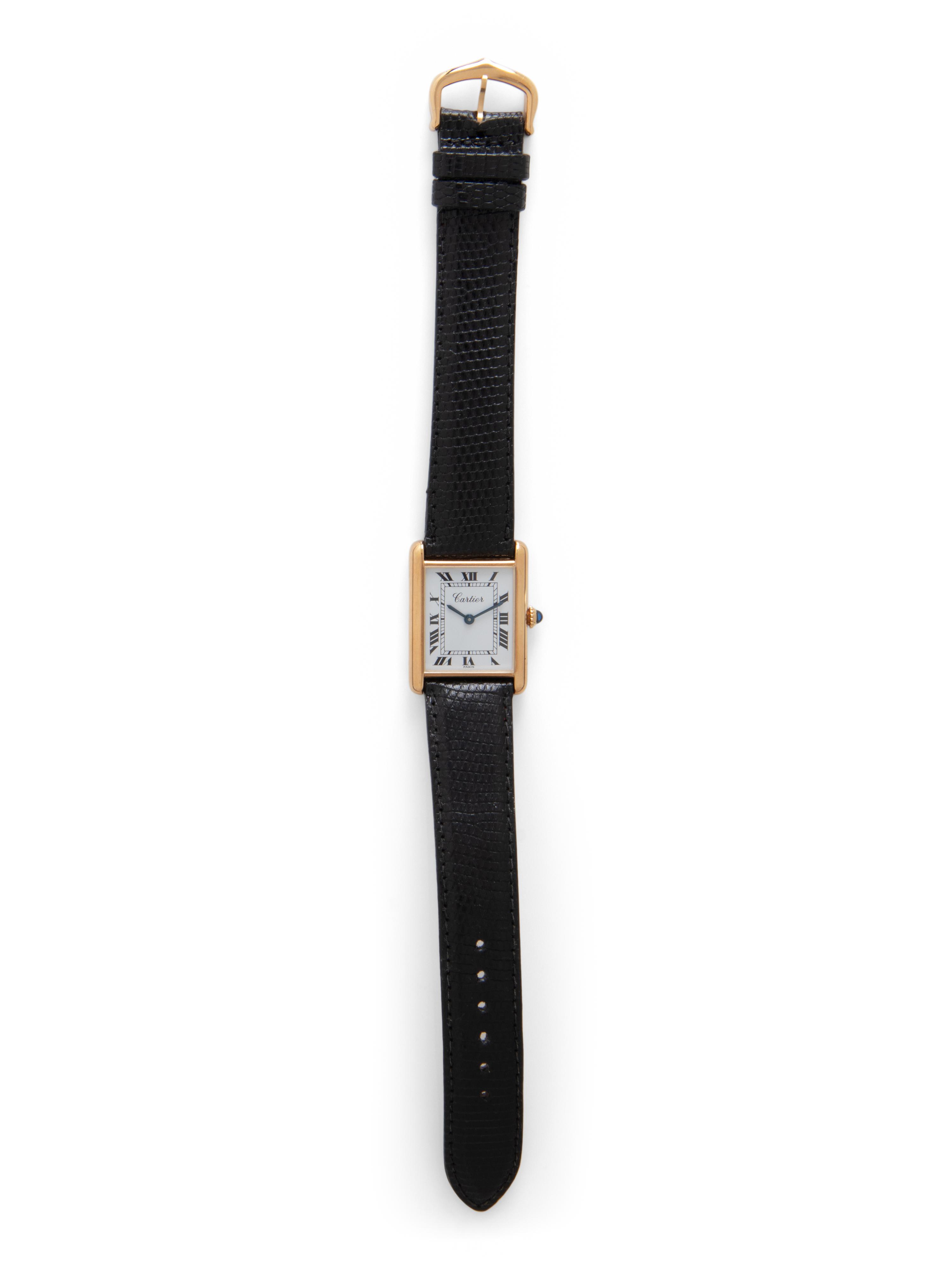 CARTIER, YELLOW GOLD PLATED 'TANK' WATCH