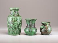 Three Coppertone Two-Handled Vases
