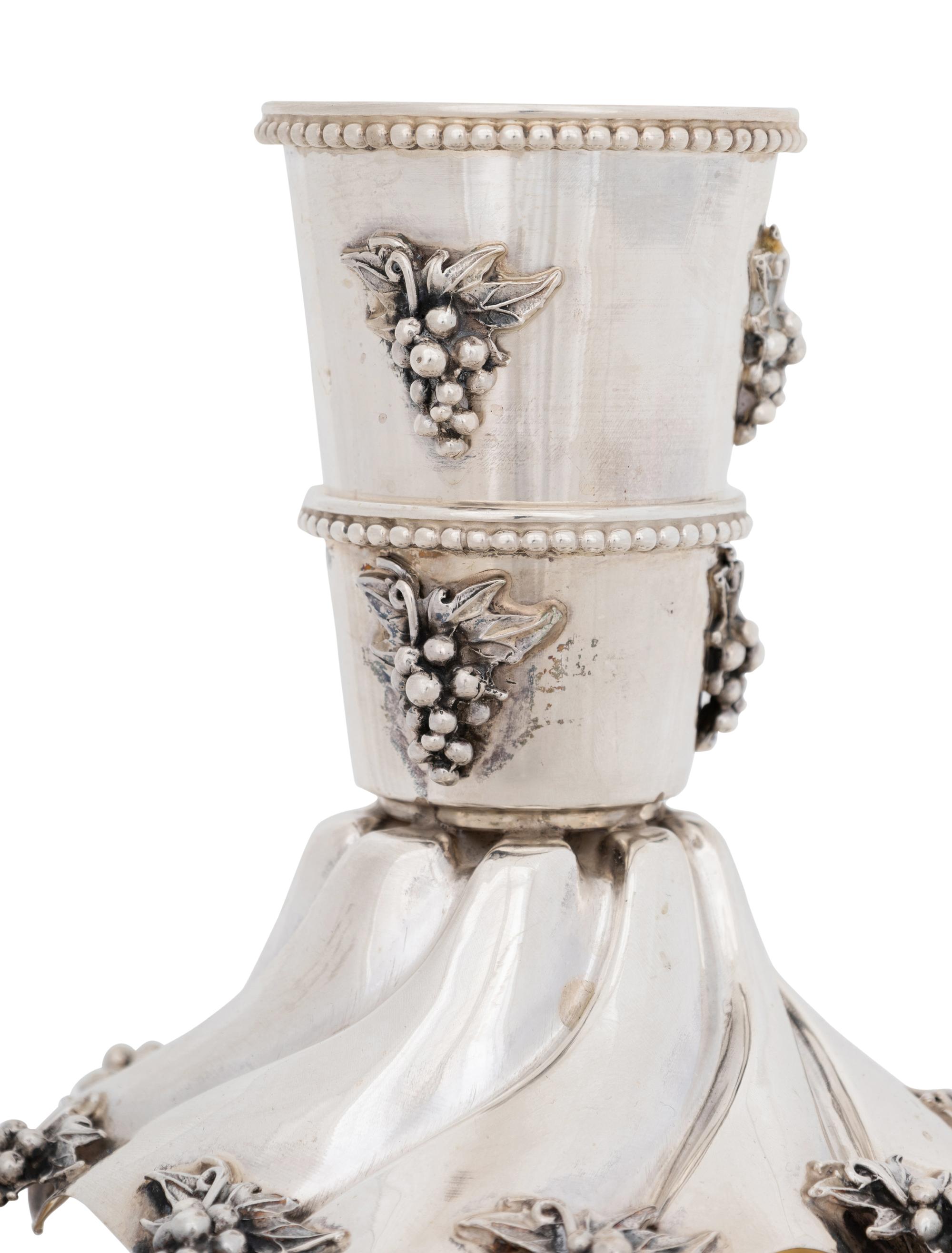 An Israeli Silver Kiddush Wine Fountain