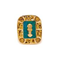 AZURMALACHITE AND YELLOW GOLD RING