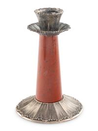 A Pair of Buccellati Silver and Hardstone Candlesticks