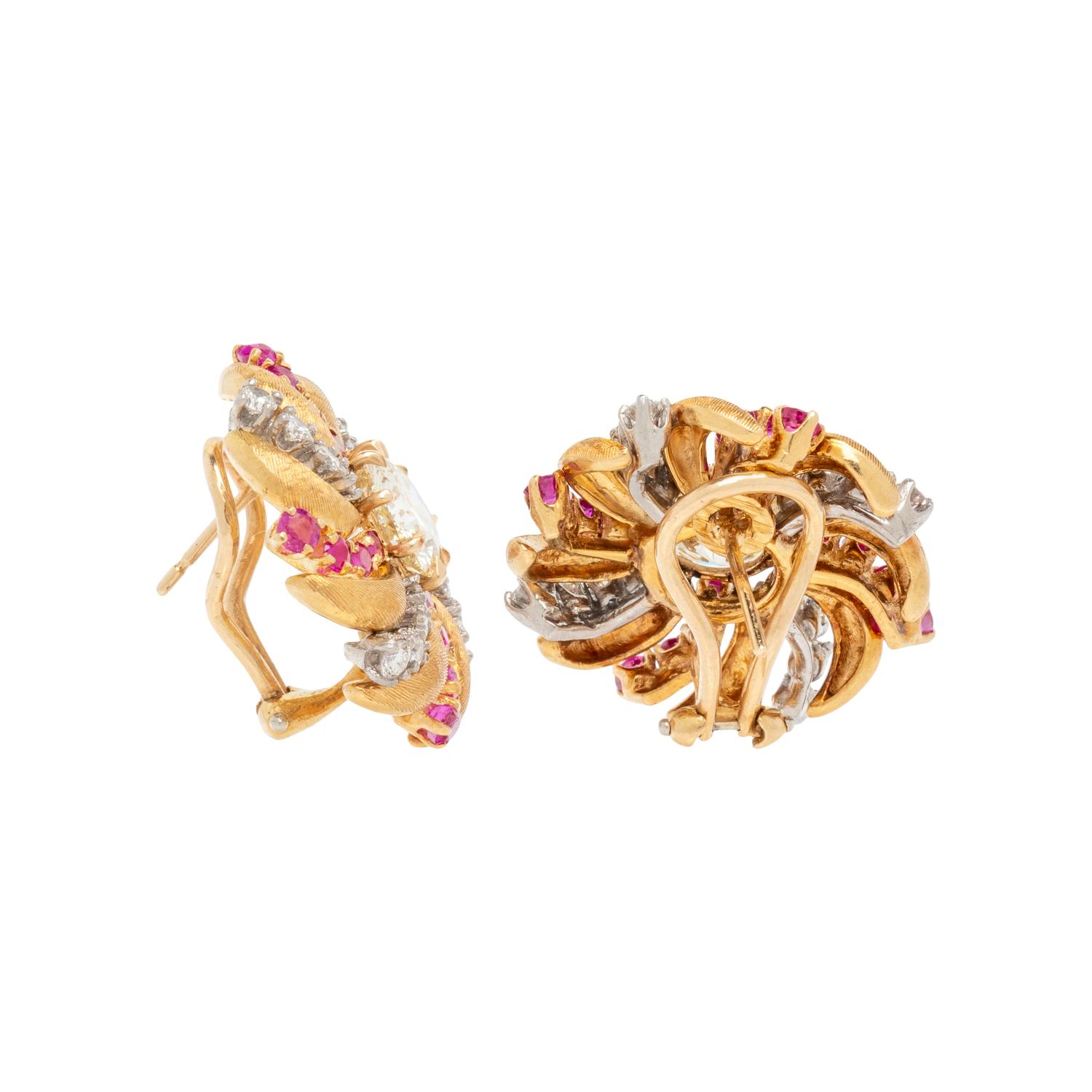 DIAMOND AND RUBY CLIP EARRINGS