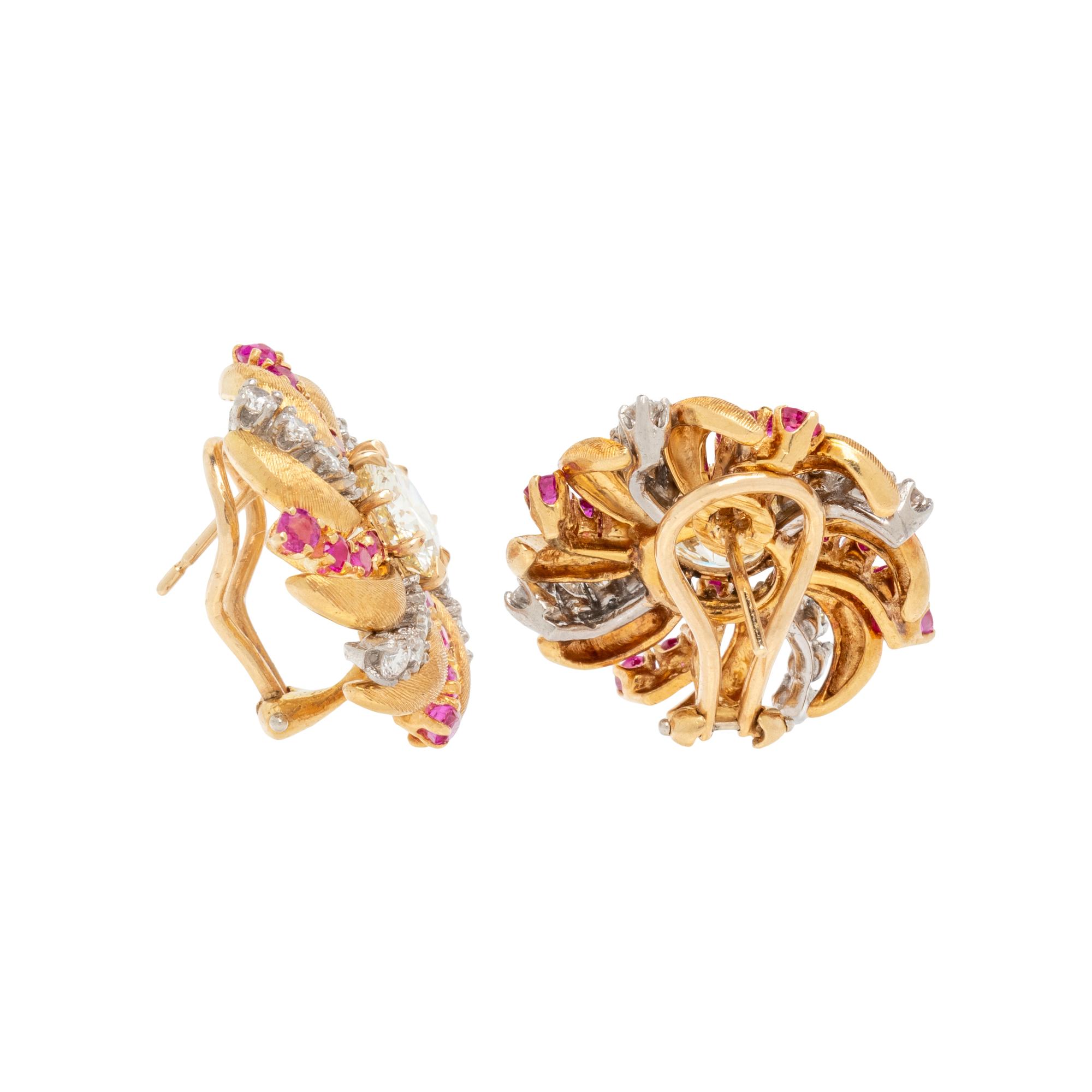 DIAMOND AND RUBY CLIP EARRINGS