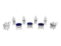 A Collection of Nine Canadian Silver and Cobalt Glass Table Articles