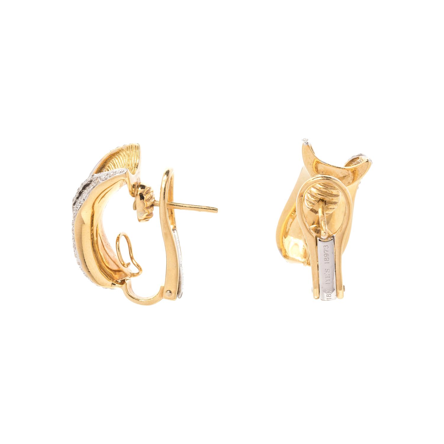 BICOLOR GOLD AND DIAMOND EARCLIPS