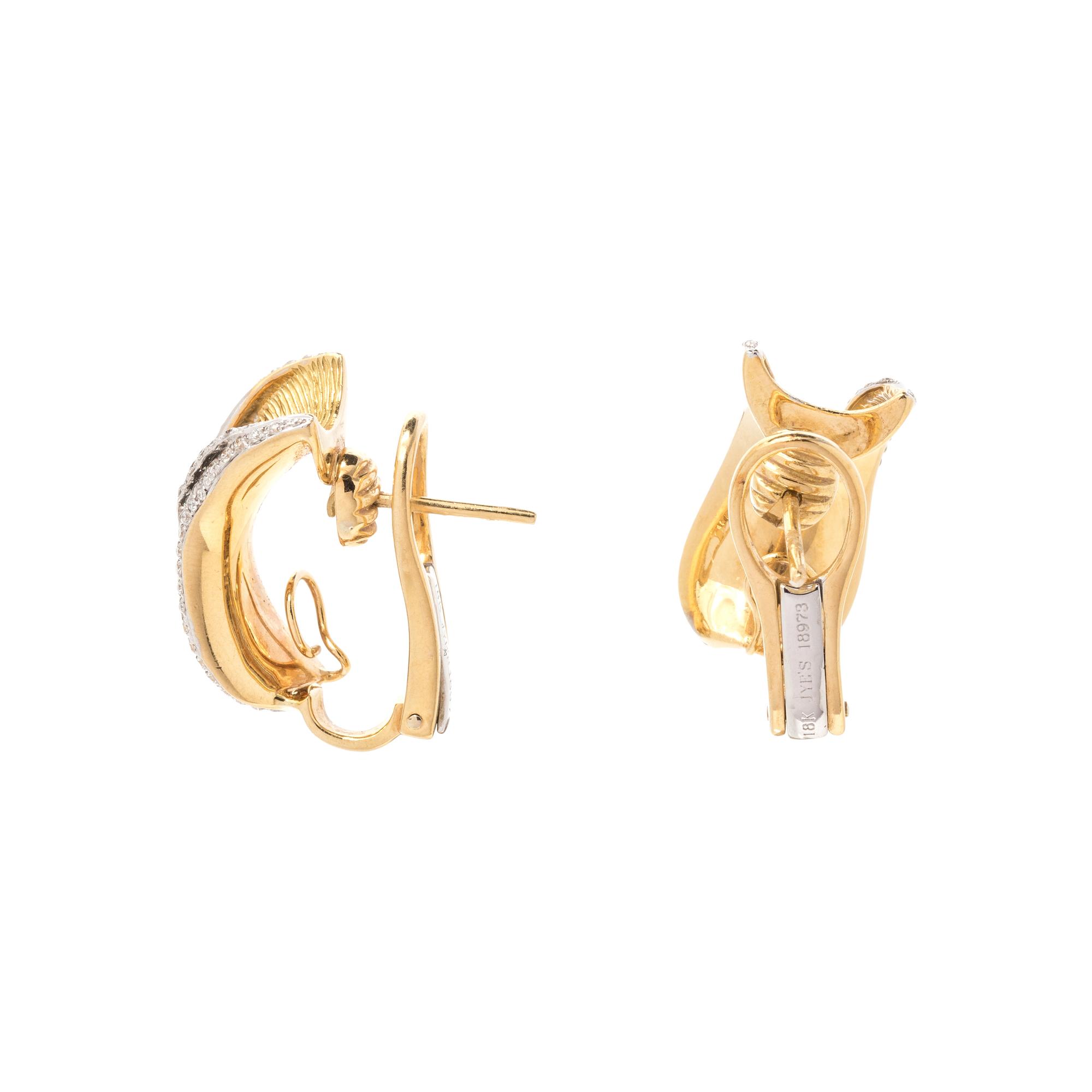BICOLOR GOLD AND DIAMOND EARCLIPS