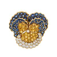 Jean Vitau, Diamond, Sapphire, and Yellow Sapphire Pansy Brooch