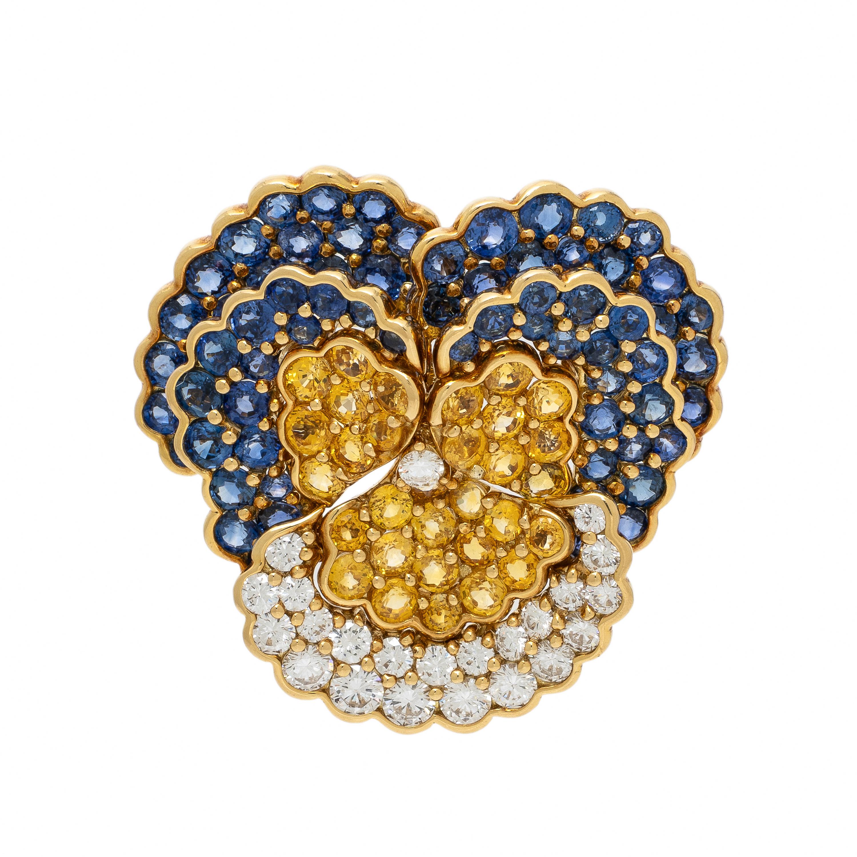 Jean Vitau, Diamond, Sapphire, and Yellow Sapphire Pansy Brooch