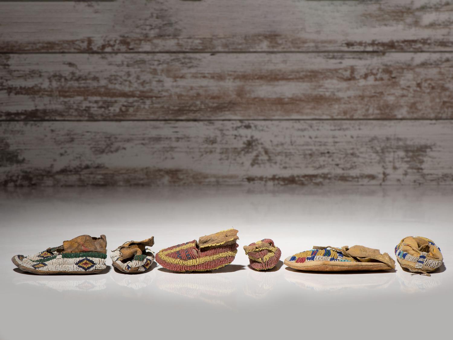 Sioux and Cheyenne Child's Beaded Hide Moccasins