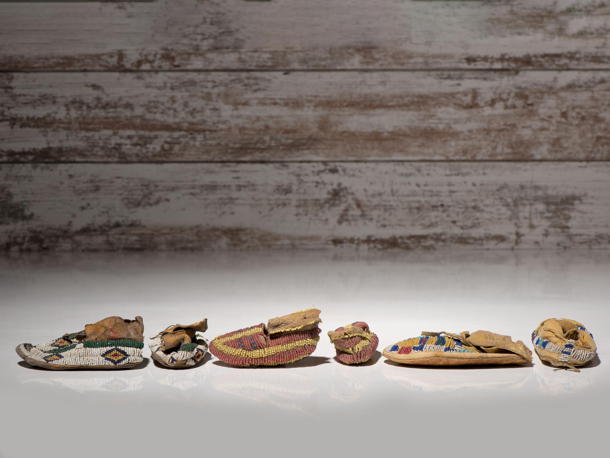 Sioux and Cheyenne Child's Beaded Hide Moccasins