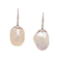 CULTURED BAROQUE PEARL AND DIAMOND EARRINGS
