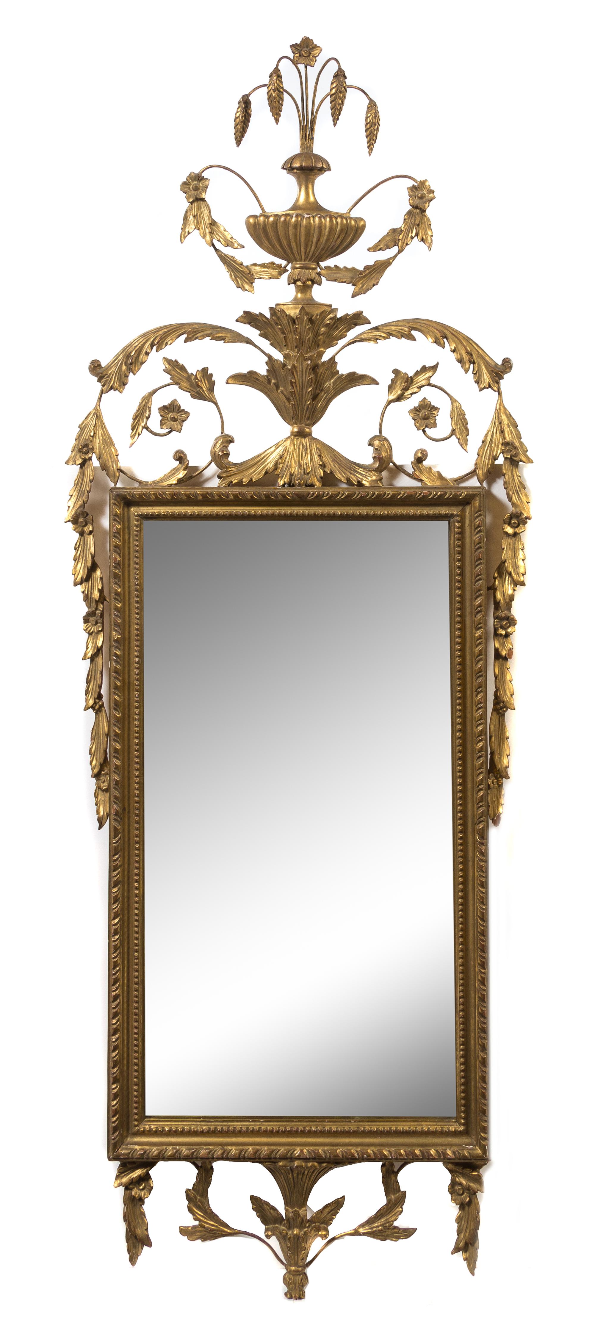An Adam Style Giltwood Pier Mirror Height 62 x width 24 inches. — 19TH/20TH CENTURY