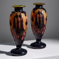 Pair of Le Verre Français Daturas Vases, c. 1930