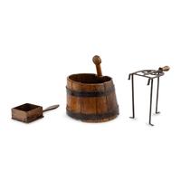 Two English Oak and Iron Utilitarian Objects