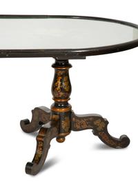 A Maison Jansen Painted and Parcel Gilt Lacquered Double Pedestal Dining Table