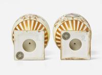 A Pair of Wedgwood Bone China "Victoria" Pattern Vases and Covers, UK, circa 1880