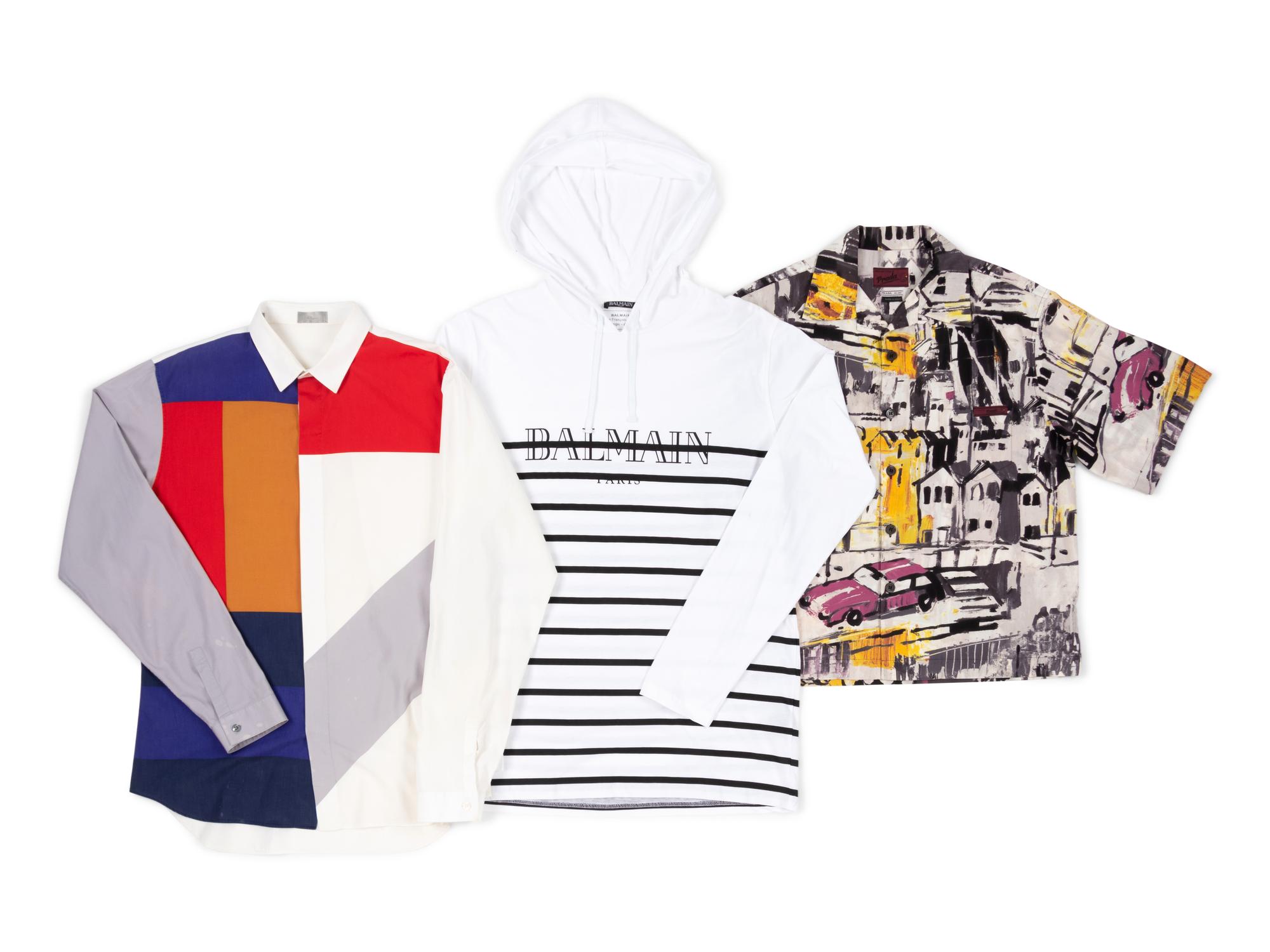 Three Men's Shirts; One Balmain, One Prada, One Dior, c.2017 — BNY 89, 90, 98