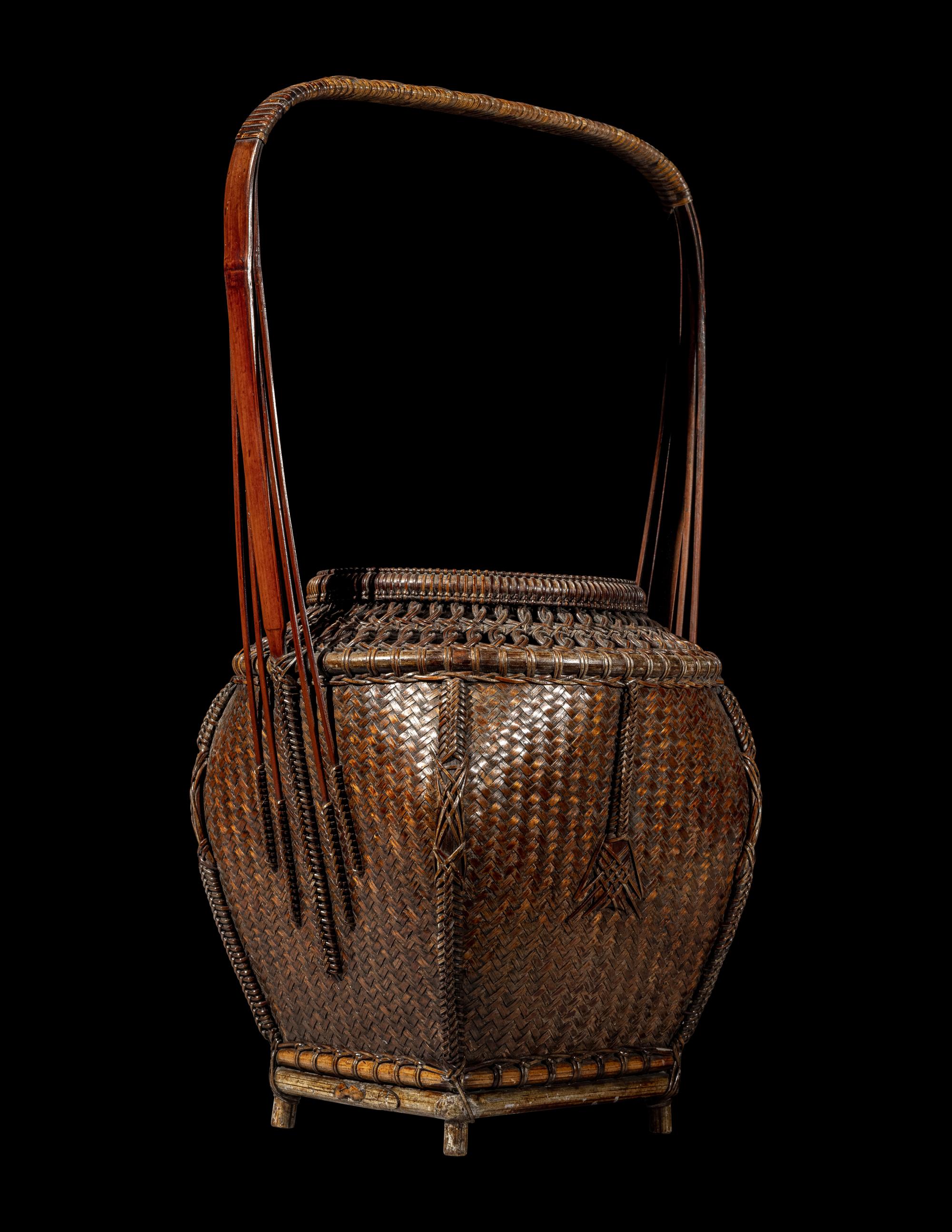A Japanese Ikebana Bamboo Basket