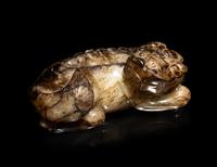 Two Chinese Mottled Jade Figures of Beasts
