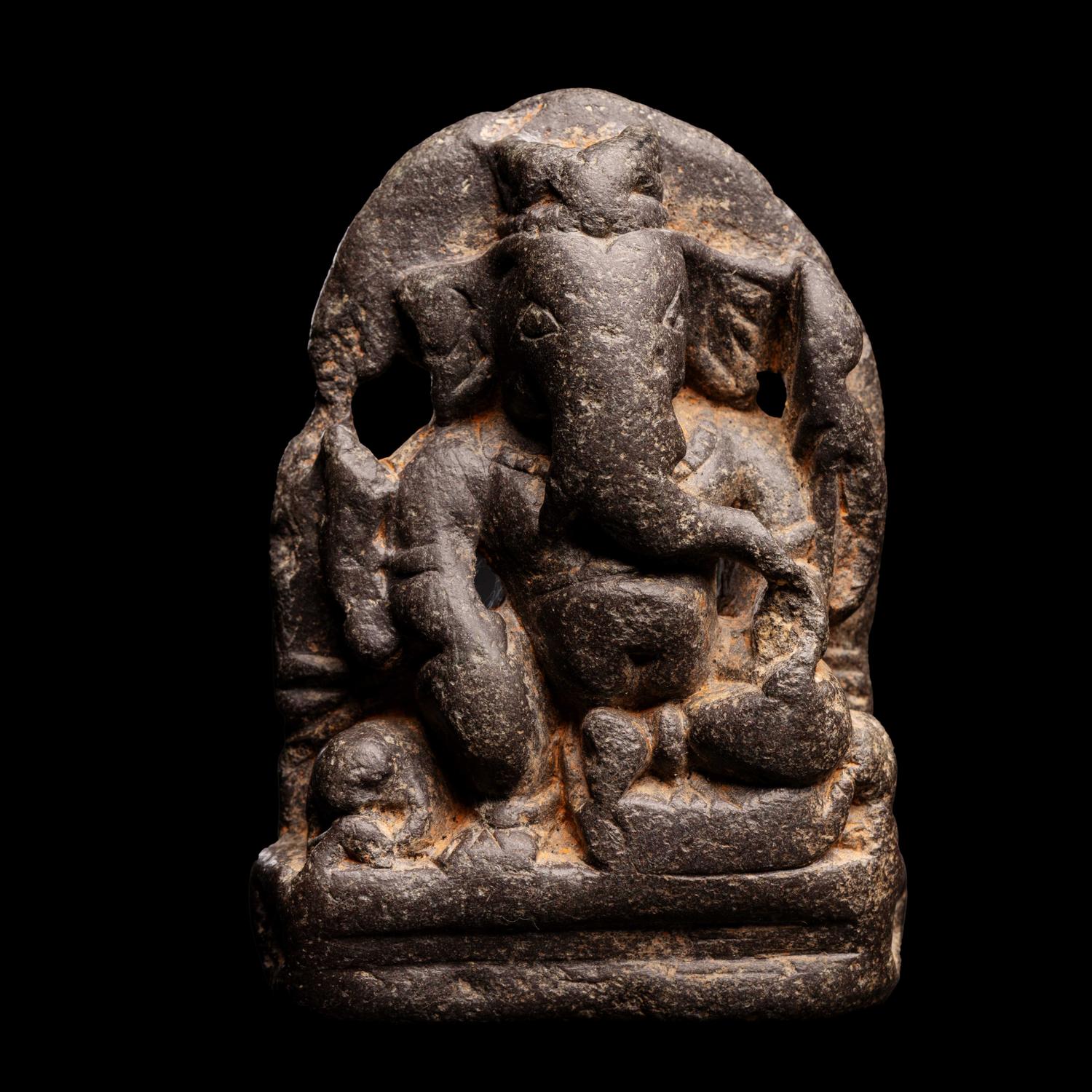 A Small Kashmir Blackstone Stele of Ganesha