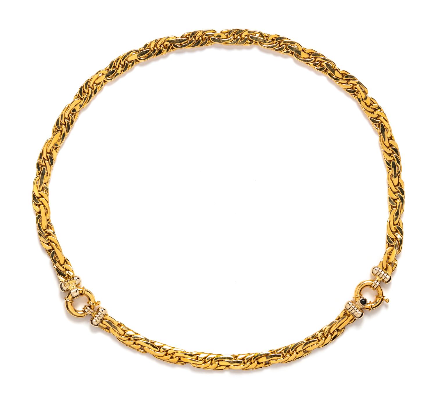 An 18 Karat Yellow Gold and Onyx Convertible Necklace, Italian,