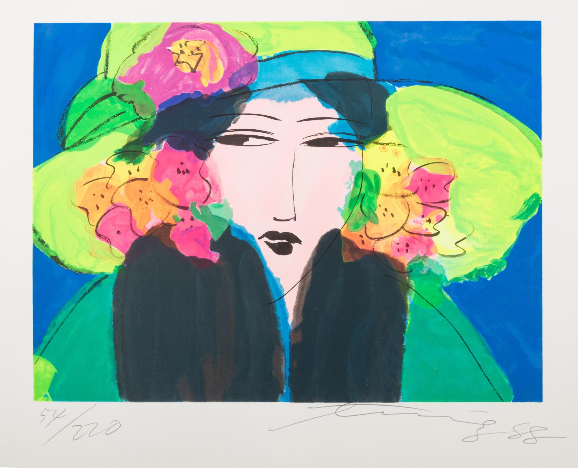 A pair of prints ( Two Parrots and Woman in Hat )