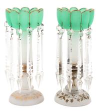 A Pair of Victorian Glass Girandoles Height 12 1/2 inches. — LATE 19TH/EARLY 20TH CENTURY