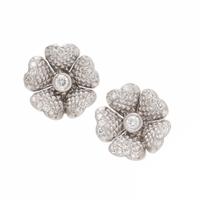 Judith Ripka, Diamond and White Gold Flower Earrings