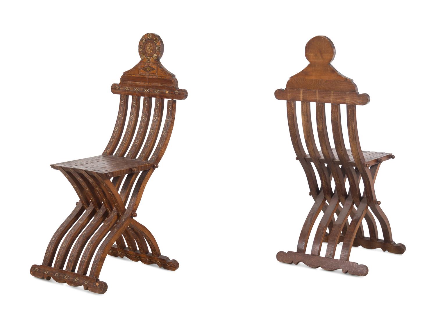 A Pair of Syrian Bone-Inlaid Chairs