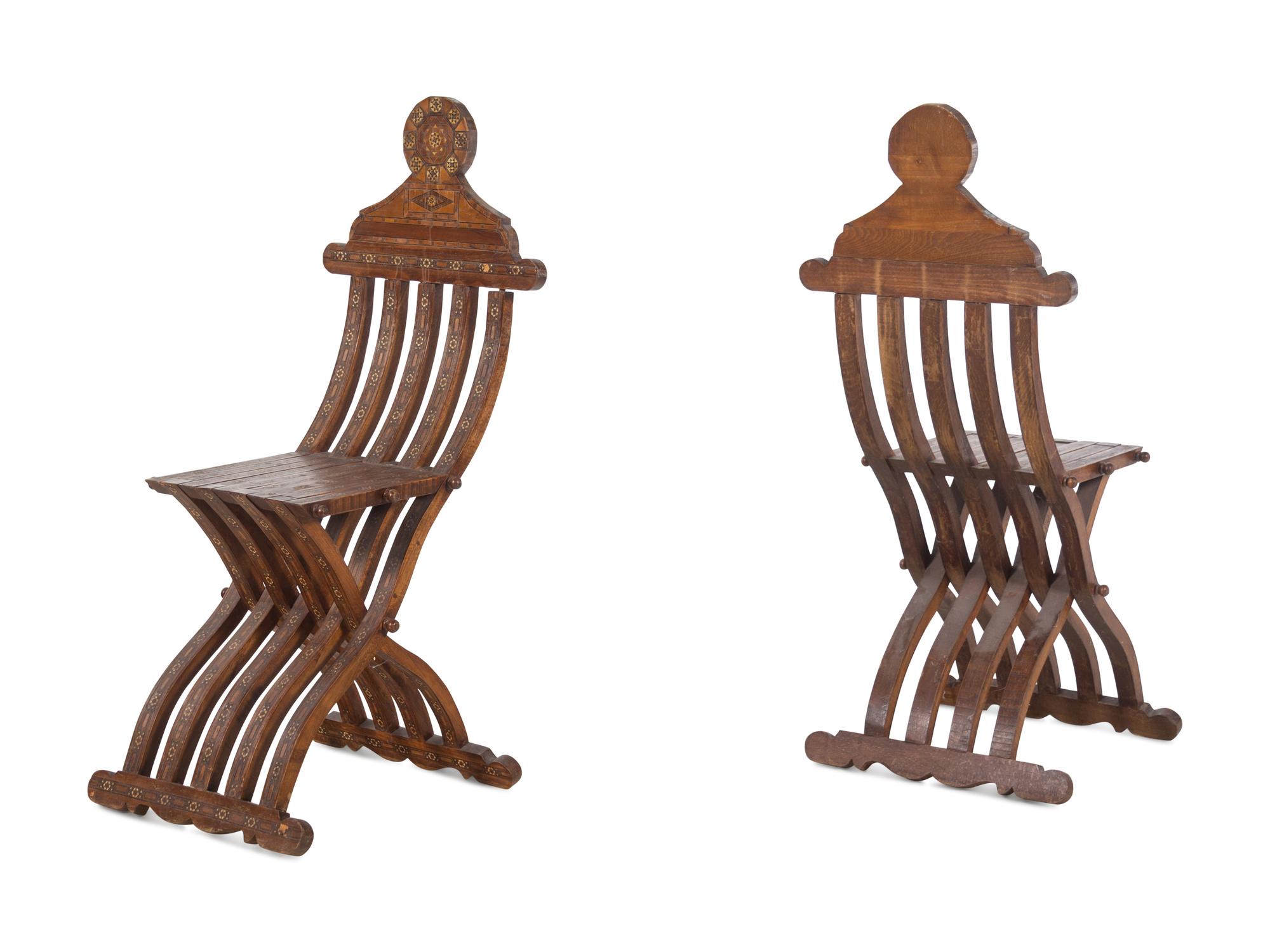 A Pair of Syrian Bone-Inlaid Chairs
