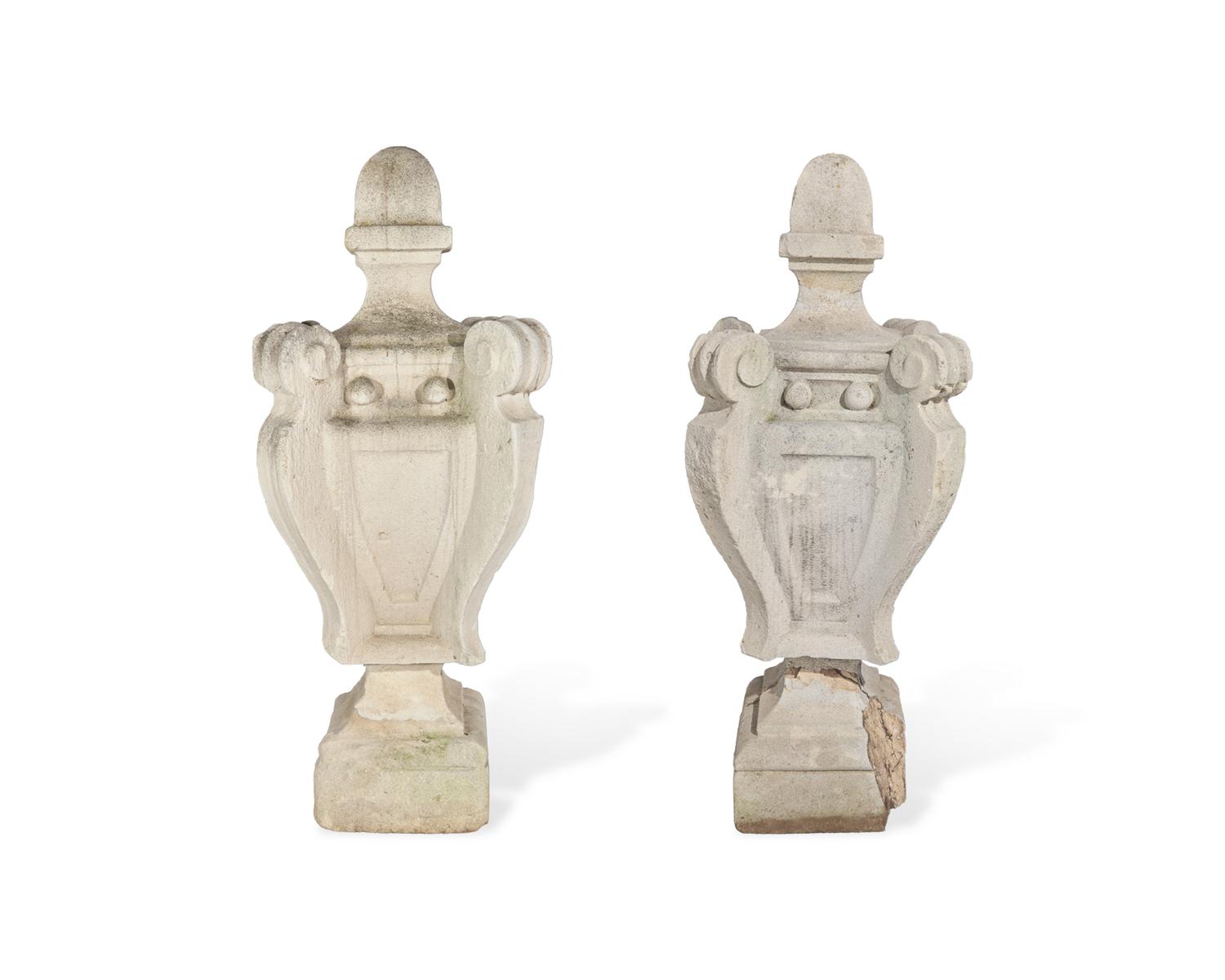 A pair of large French Baroque carved stone architectural finials, 17th / 18th century