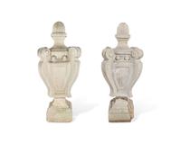 A pair of large French Baroque carved stone architectural finials, 17th / 18th century