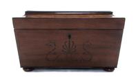 A Regency Mahogany Tea Caddy Converted to a Humidor, Height 9 x width 15 x depth 11 1/4 inches.