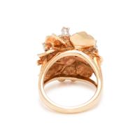 YELLOW GOLD AND DIAMOND FLOWER RING