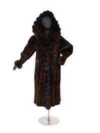 Unlabeled Sheared Mink Coat Trimmed with Fox, 1980-90s