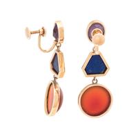 YELLOW GOLD AND MULTIGEM EARCLIPS