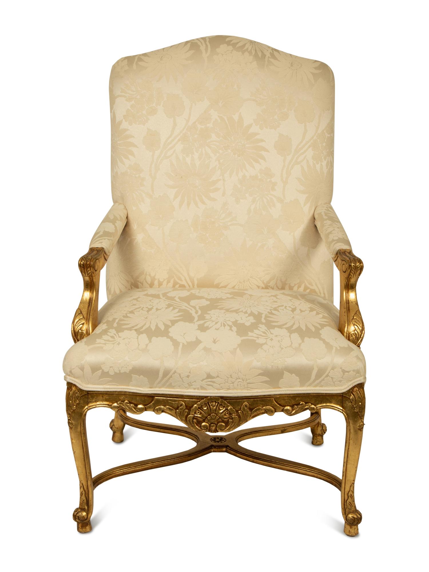 A Regence Style Giltwood Fauteuil — 20TH CENTURY