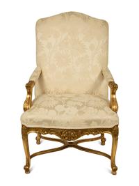 A Regence Style Giltwood Fauteuil — 20TH CENTURY
