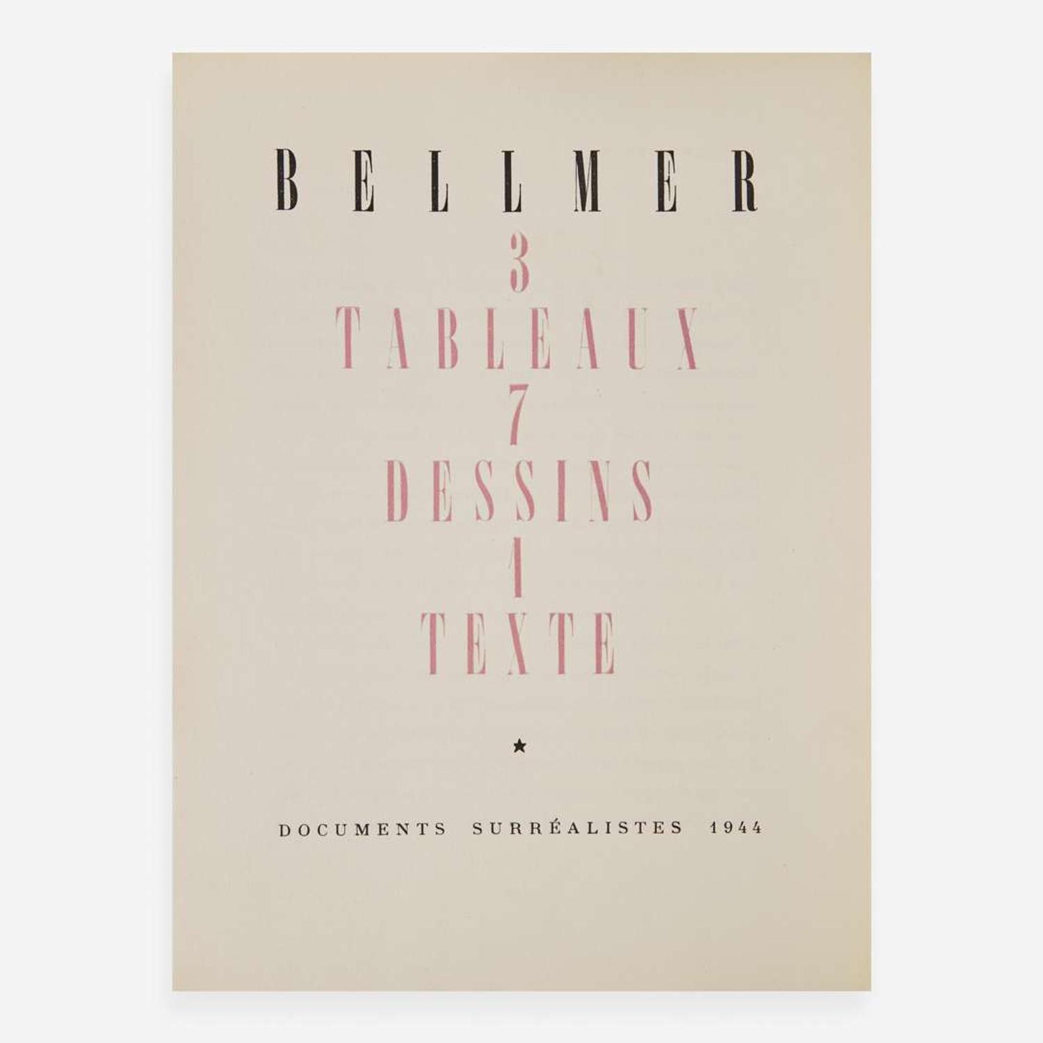 [Art] Bellmer, (Hans) 3 Tableaux 7 Dessins 1 Texte