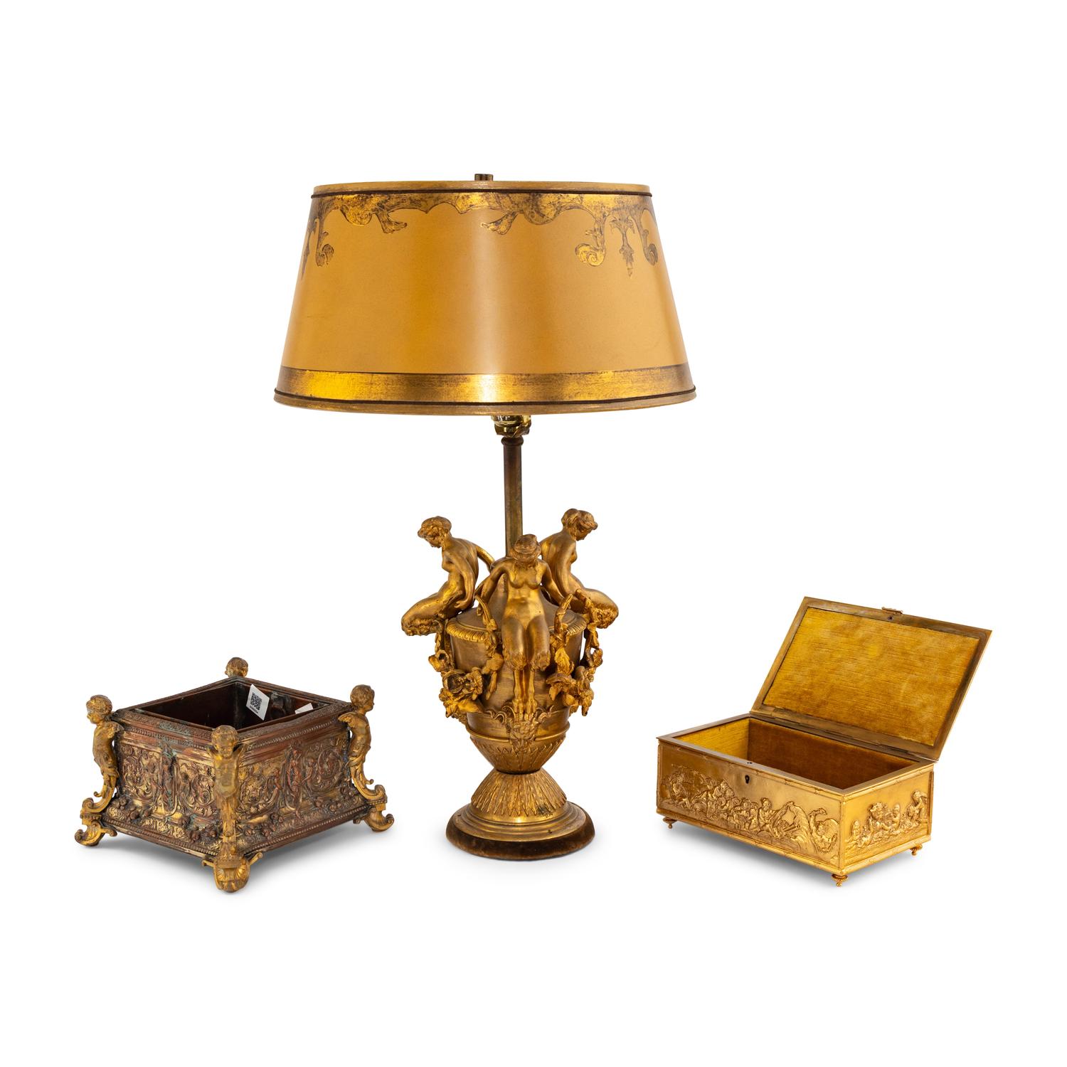 A Group of French Gilt Bronze Table Ornaments