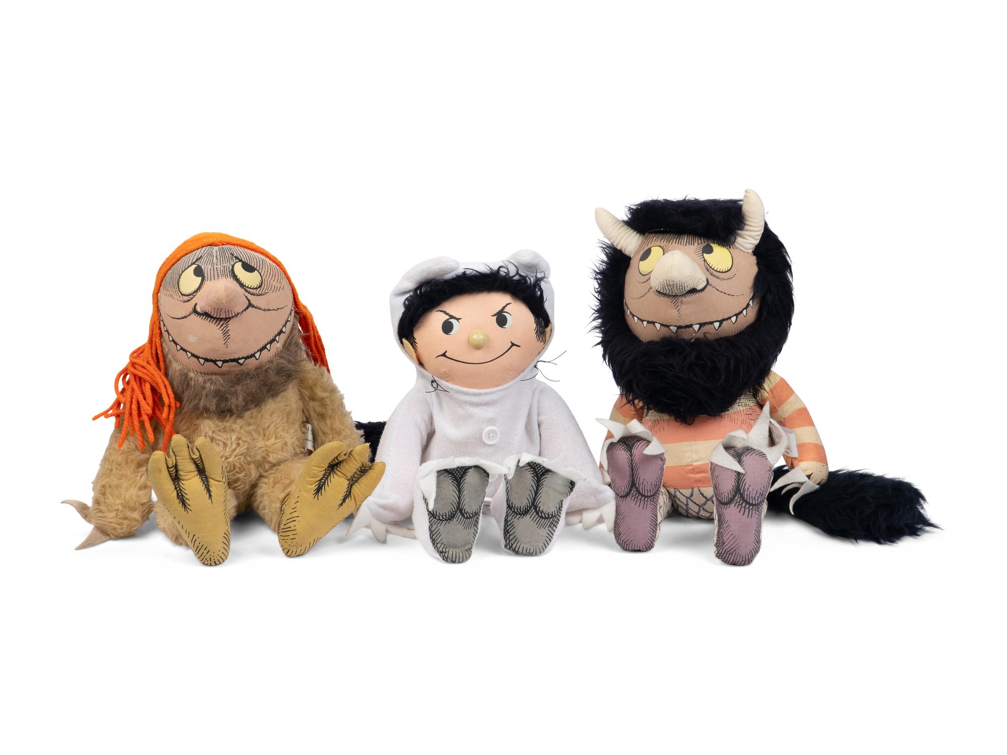 SENDAK, Maurice (1928-2012). A group of 3 vintage plush dolls from "Where the Wild Things Are", ca 1980.